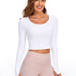 Butterluxe Cropped Long Sleeve Scoop Neck