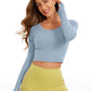 Butterluxe Cropped Long Sleeve Scoop Neck