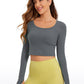 Butterluxe Cropped Long Sleeve Scoop Neck