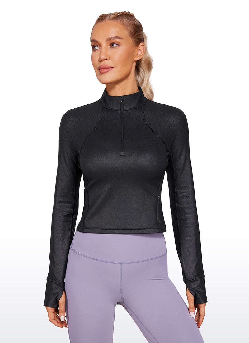 Butterluxe Half-Zip Long Sleeve Cropped