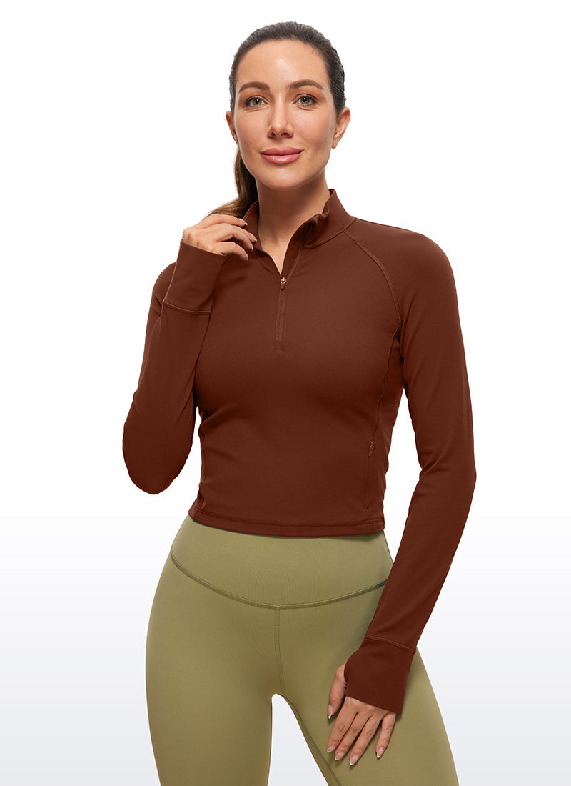 Butterluxe Half-Zip Long Sleeve Cropped