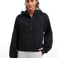 Fleece Lined Half Zip Hoodies with Thumb Holes