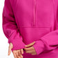 Fleece Lined Half Zip Hoodies with Thumb Holes