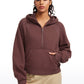 Fleece Lined Half Zip Hoodies with Thumb Holes