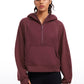 Fleece Lined Half Zip Hoodies with Thumb Holes