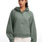 Fleece Lined Half Zip Hoodies with Thumb Holes