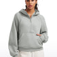 Fleece Lined Half Zip Hoodies with Thumb Holes