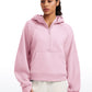 Fleece Lined Half Zip Hoodies with Thumb Holes