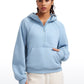 Fleece Lined Half Zip Hoodies with Thumb Holes