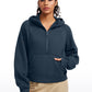 Fleece Lined Half Zip Hoodies with Thumb Holes