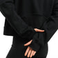 Fleece Lined Half Zip Hoodies Funnel Neck with Thumb Holes