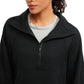 Fleece Lined Half Zip Hoodies Funnel Neck with Thumb Holes