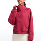 Fleece Lined Half Zip Hoodies Funnel Neck with Thumb Holes