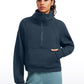 Fleece Lined Half Zip Hoodies Funnel Neck with Thumb Holes