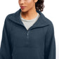 Fleece Lined Half Zip Hoodies Funnel Neck with Thumb Holes