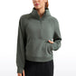 Fleece Lined Half Zip Hoodies Funnel Neck with Thumb Holes