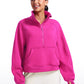 Fleece Lined Half Zip Hoodies Funnel Neck with Thumb Holes