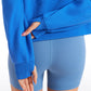 Fleece Lined Half Zip Hoodies Funnel Neck with Thumb Holes