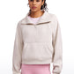 Fleece Lined Half Zip Hoodies Funnel Neck with Thumb Holes