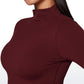 Butterluxe Mock Turtleneck Cropped Long Sleeves