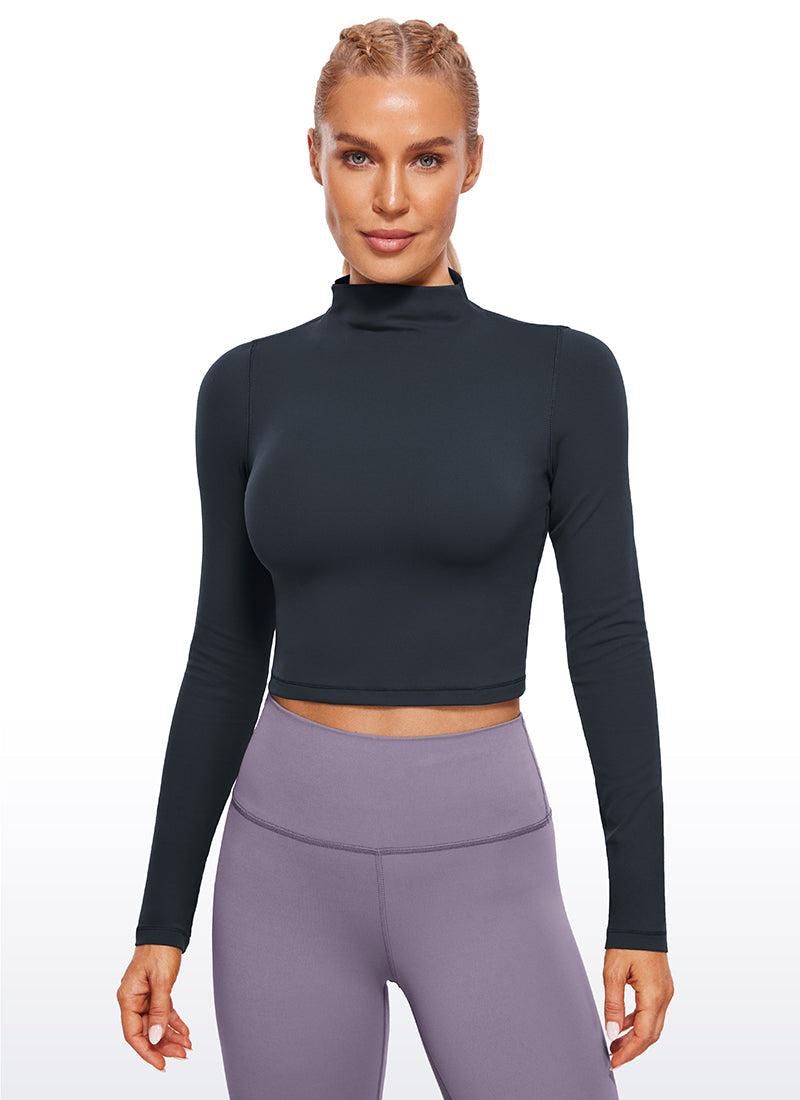 Butterluxe Mock Turtleneck Cropped Long Sleeves