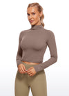 Butterluxe Mock Turtleneck Cropped Long Sleeves