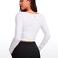 Butterluxe Double Lined Cropped Long Sleeves Square Neck