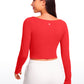 Butterluxe Double Lined Cropped Long Sleeves Square Neck