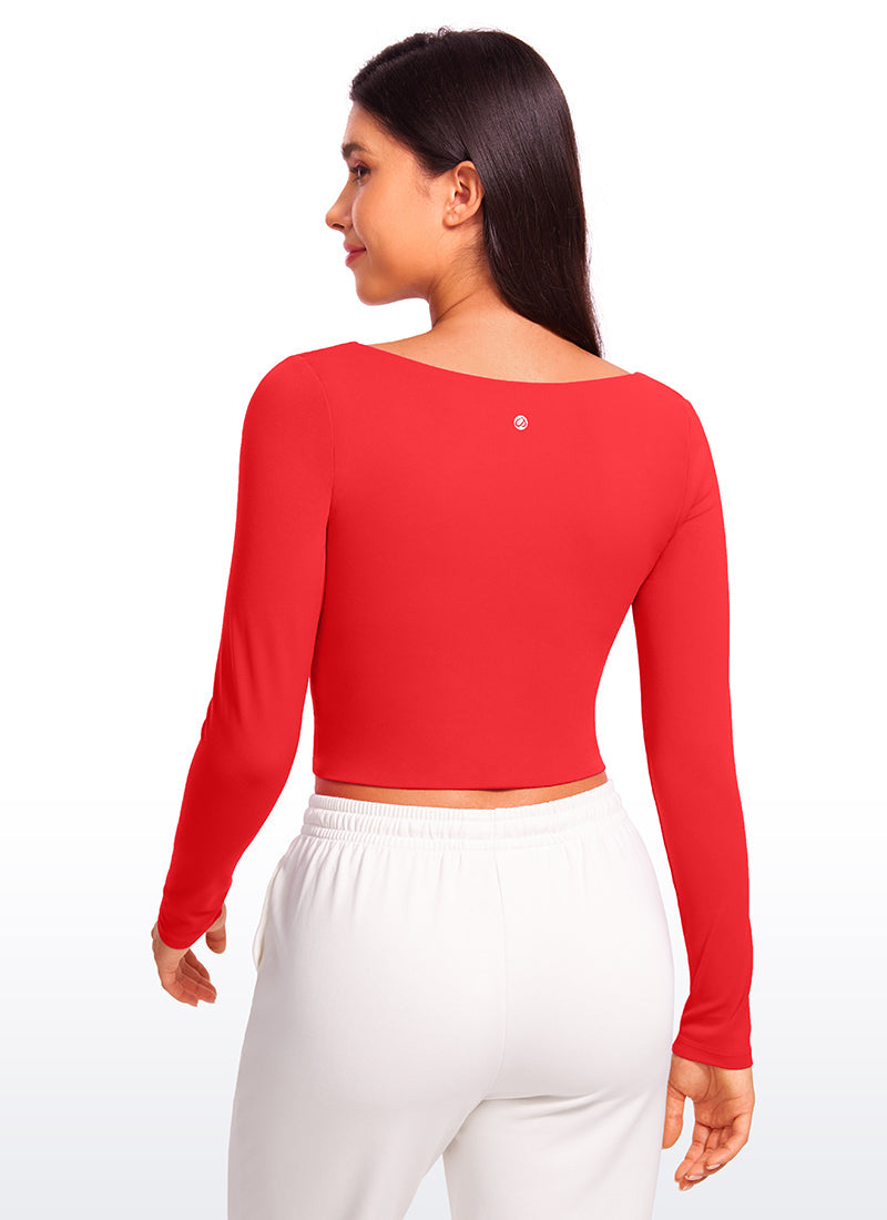 Butterluxe Double Lined Cropped Long Sleeves Square Neck