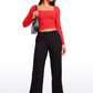 Butterluxe Double Lined Cropped Long Sleeves Square Neck