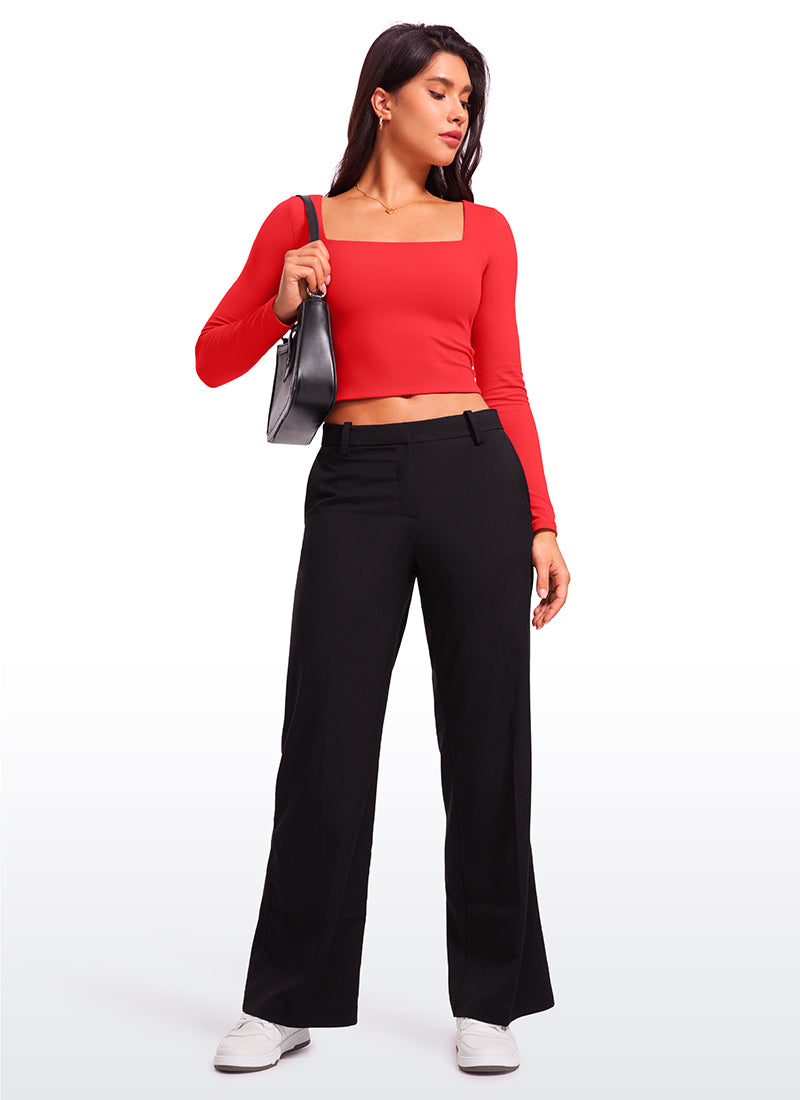 Butterluxe Double Lined Cropped Long Sleeves Square Neck