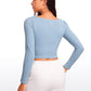 Butterluxe Double Lined Cropped Long Sleeves Square Neck