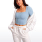 Butterluxe Double Lined Cropped Long Sleeves Square Neck