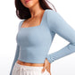 Butterluxe Double Lined Cropped Long Sleeves Square Neck