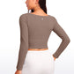 Butterluxe Double Lined Cropped Long Sleeves Square Neck