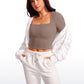 Butterluxe Double Lined Cropped Long Sleeves Square Neck