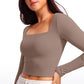 Butterluxe Double Lined Cropped Long Sleeves Square Neck