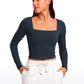 Butterluxe Double Lined Cropped Long Sleeves Square Neck