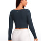 Butterluxe Double Lined Cropped Long Sleeves Square Neck