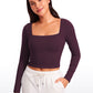 Butterluxe Double Lined Cropped Long Sleeves Square Neck