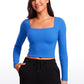 Butterluxe Double Lined Cropped Long Sleeves Square Neck