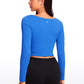 Butterluxe Double Lined Cropped Long Sleeves Square Neck