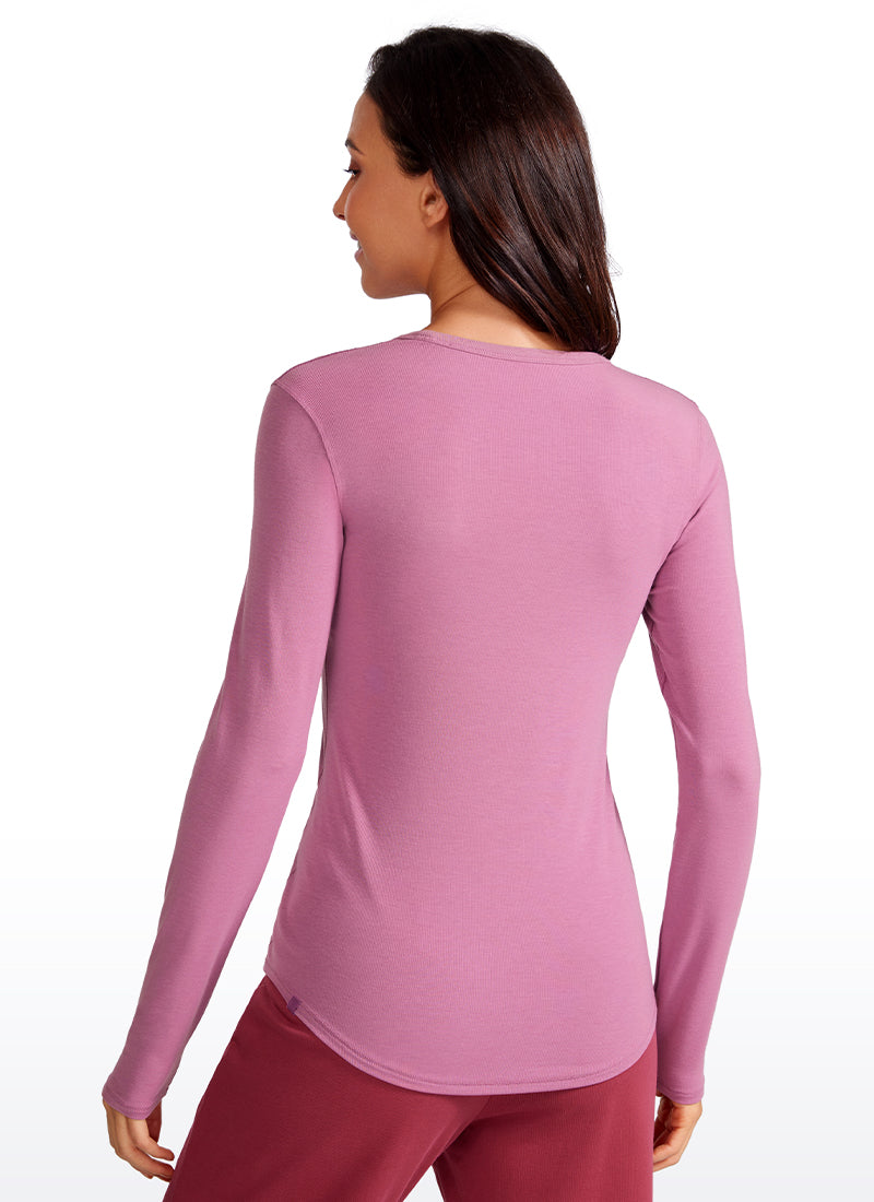 Ribbed Crewneck Hip Length Long Sleeves