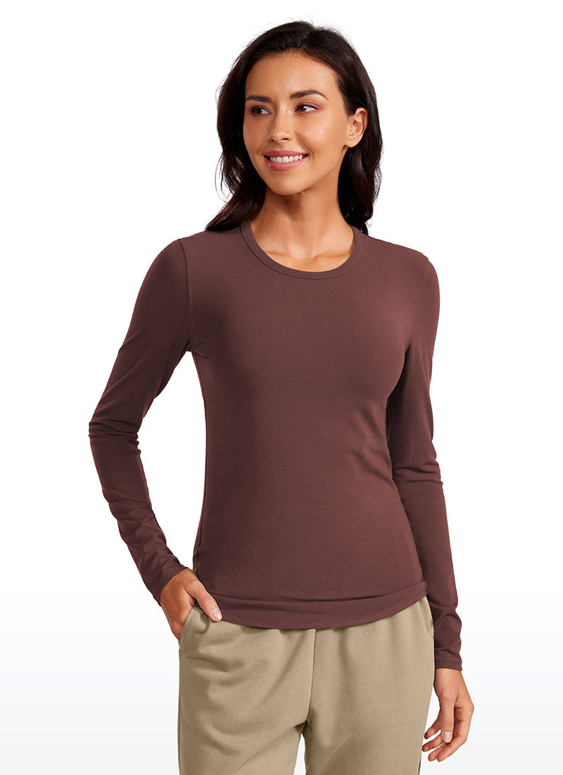 Ribbed Crewneck Hip Length Long Sleeves