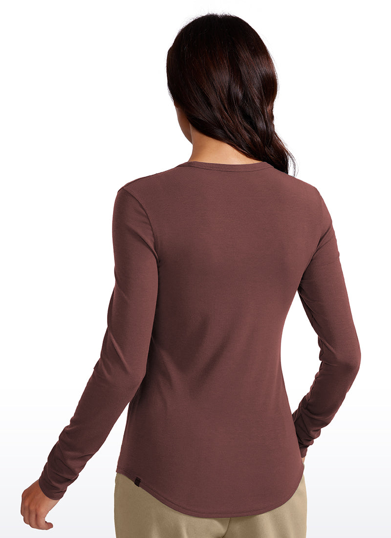 Ribbed Crewneck Hip Length Long Sleeves