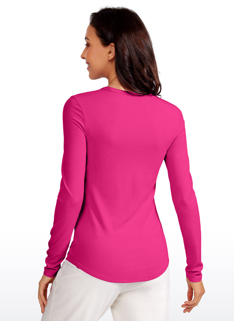 Ribbed Crewneck Hip Length Long Sleeves