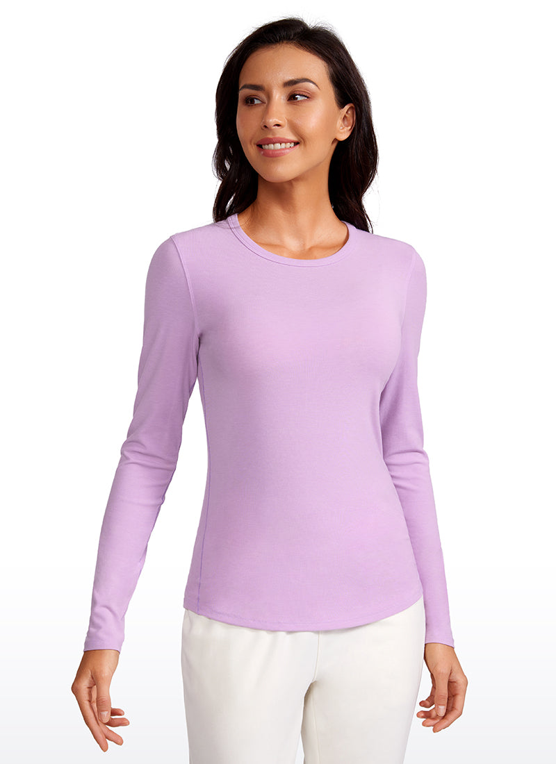 Ribbed Crewneck Hip Length Long Sleeves