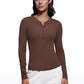 Ribbed Modal Henley Shirts Long Sleeves