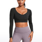 Butterluxe Double Lined Cropped Long Sleeves V Neck