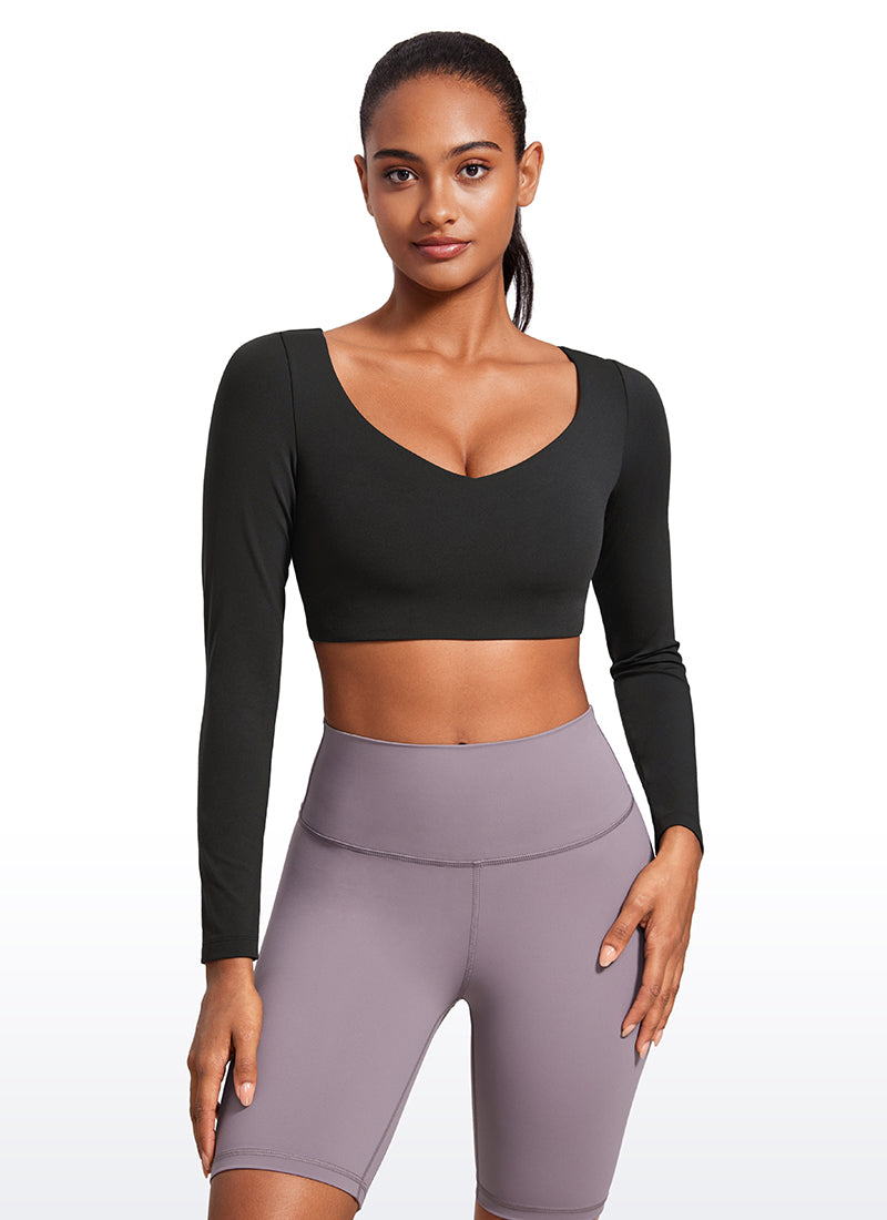 Butterluxe Double Lined Cropped Long Sleeves V Neck